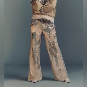 Pilcro Sequin High-Rise Wide-Leg Skater Jeans